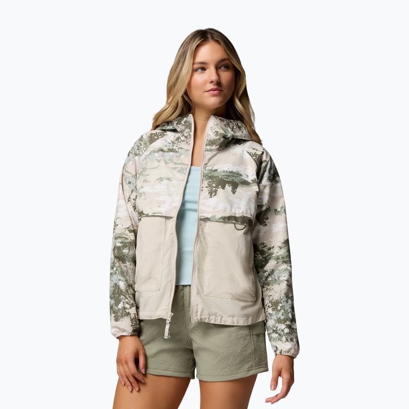 Giacca antivento da donna Columbia Spire Valley Printed Windbreaker safari fieldaze print/dark stone 5