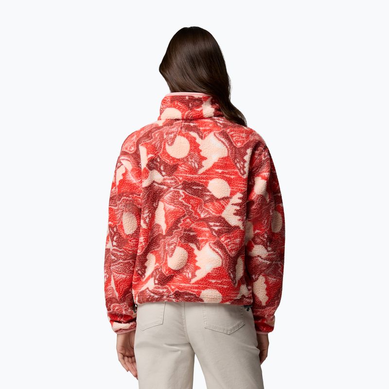 Felpa in pile da donna Columbia Helvetia II Printed Cropped Half Snap poppy red/sunscape 3