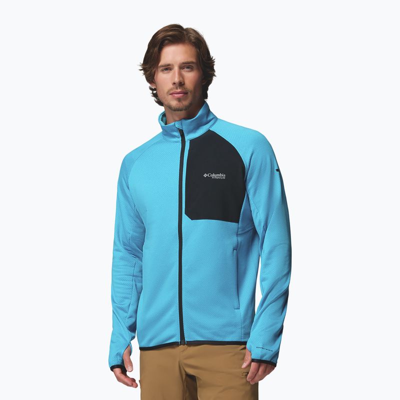 Felpa da trekking da uomo Columbia Triple Canyon Grid Fleece Full Zip II compass blue heather/black 5