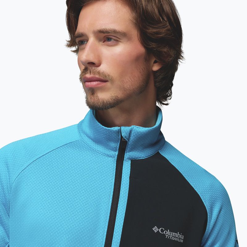 Felpa da trekking da uomo Columbia Triple Canyon Grid Fleece Full Zip II compass blue heather/black 6