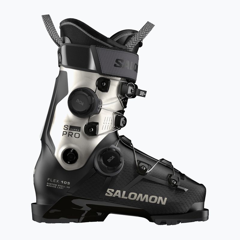 Scarponi da sci da donna Salomon S/PRO Supra Dual Boa 105 W GW nero/bronzo chiaro metallizzato/nero
