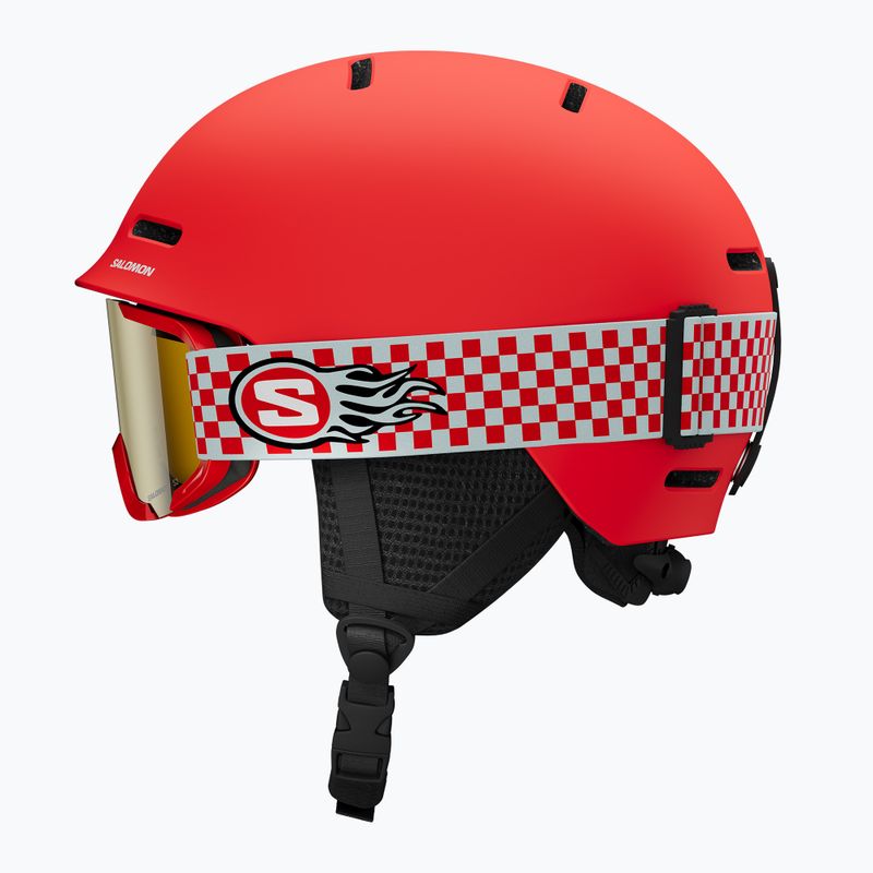 Casco da sci bambino Salomon Player Combo + Maschera da sci XV Jr cherry tomato/red silver mirror 3