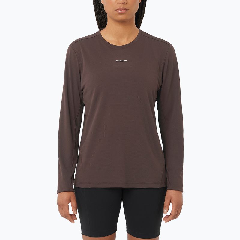 Maglia a maniche lunghe da donna Salomon Shakeout Core colore caffè