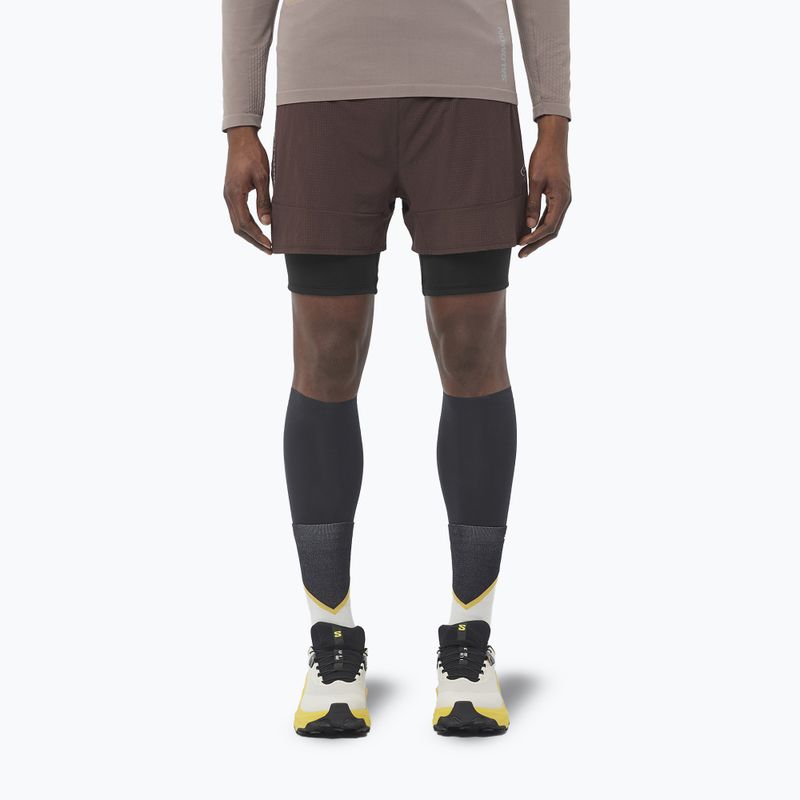 Pantaloncini da corsa Salomon Sense 2IN1 da uomo chicco di caffè