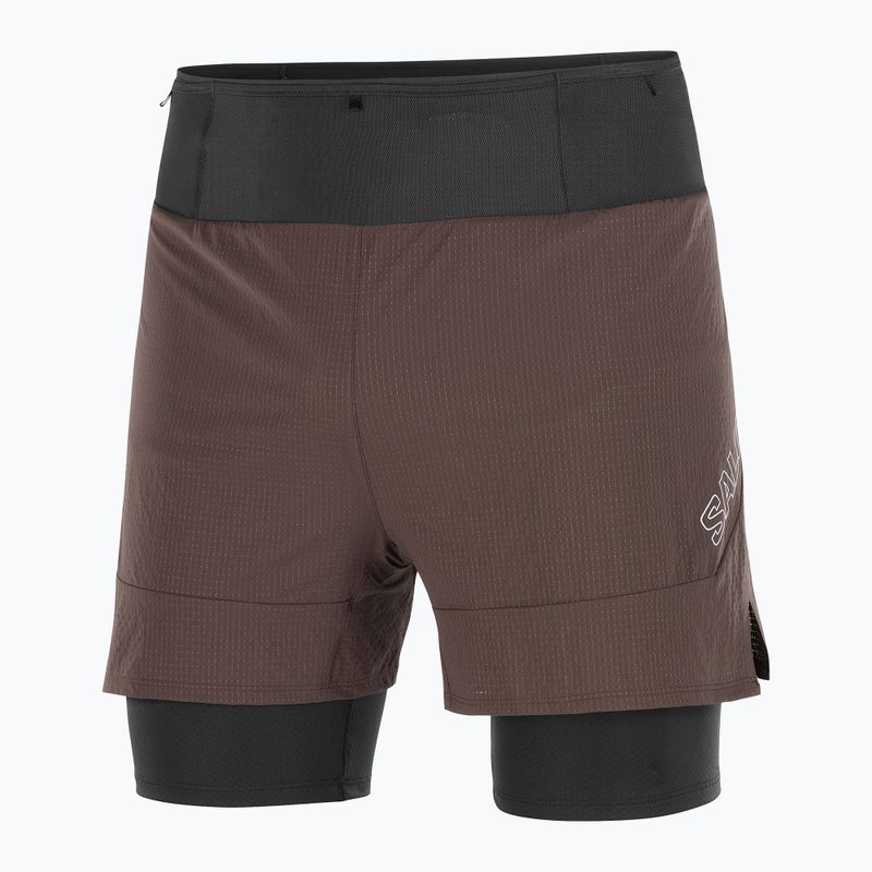 Pantaloncini da corsa Salomon Sense 2IN1 da uomo chicco di caffè 6