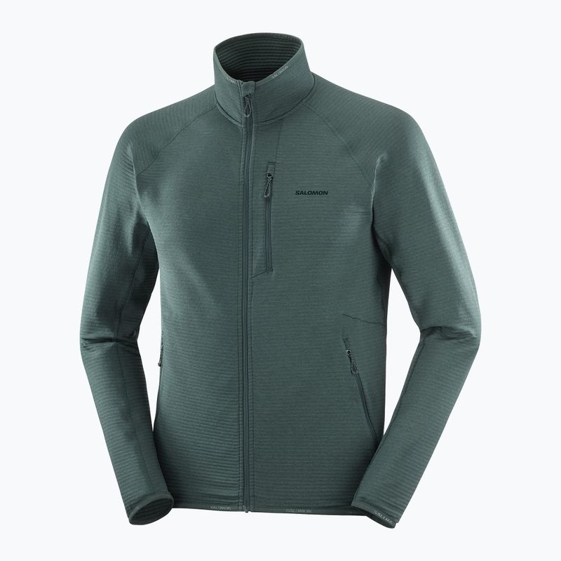 Felpa da trekking uomo Salomon Essential Lighwarm Full Zip green gables 3