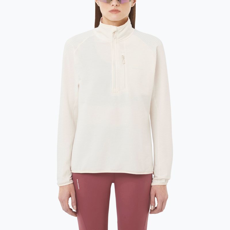 Felpa da trekking donna Salomon Essential Lightwarm Half Zip whisper white