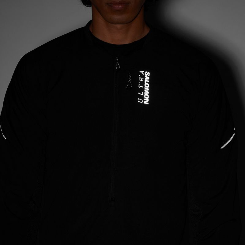 Felpa da corsa uomo Salomon Ultra Fleece Deep Black 7
