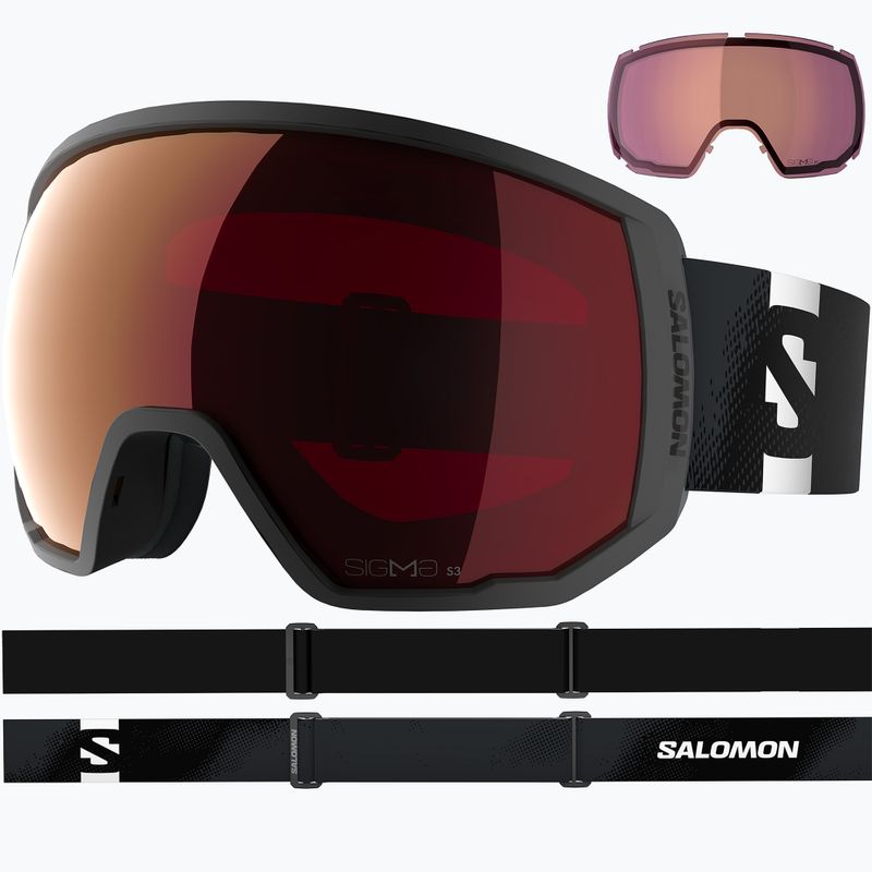 Maschera da sci Salomon Radium Pro Outline Sigma S3+S1 black/sigma fire red/sigma light blue 2