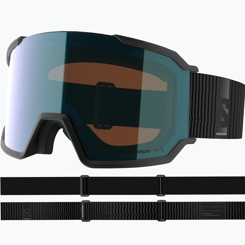 Maschera da sci Salomon S/View 3 Photo S1-S3 black/photo ml blue 2