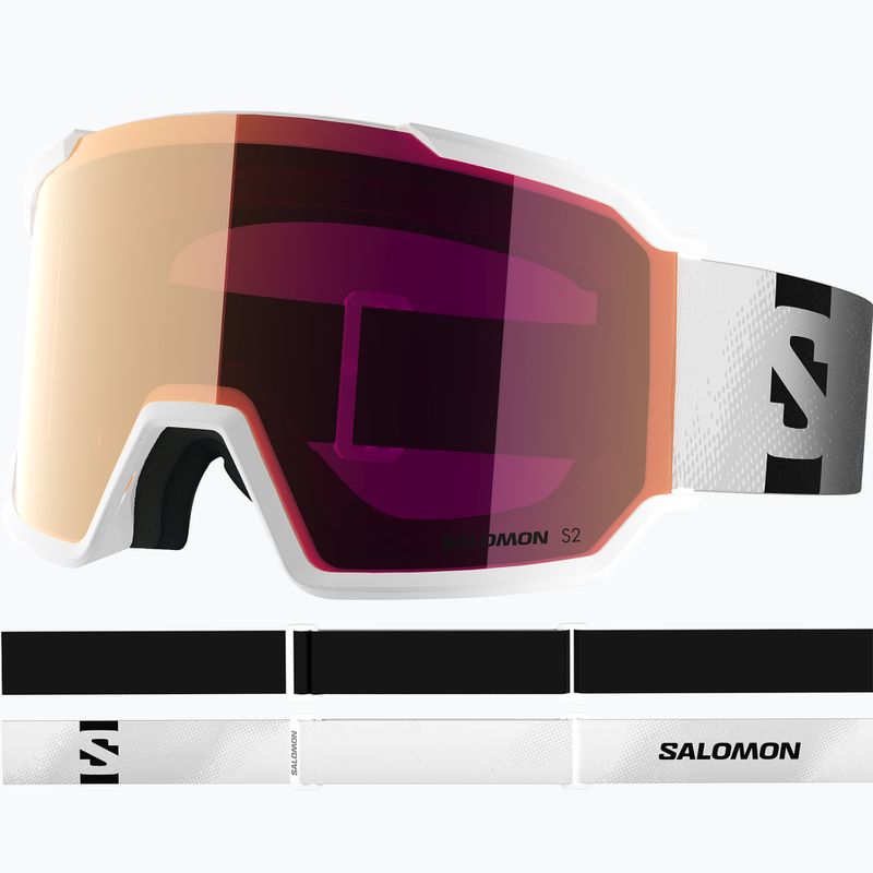 Maschera da sci Salomon S/View 3 S2 white/ml lruby 2