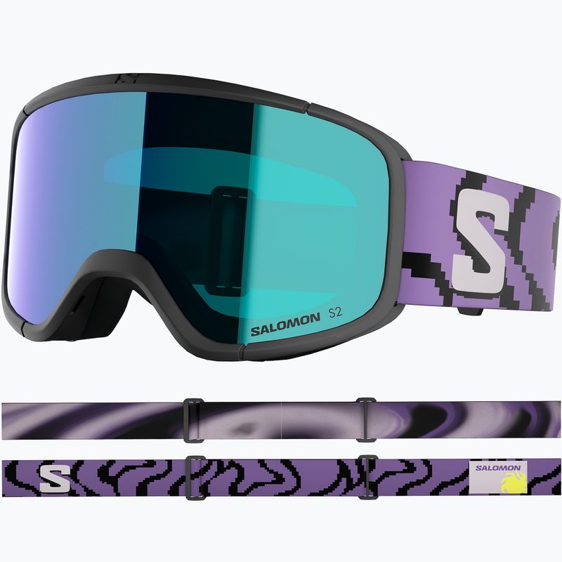 Maschera da sci Salomon Aksium 2.0 S S2 black pansy/ml mid blue 2