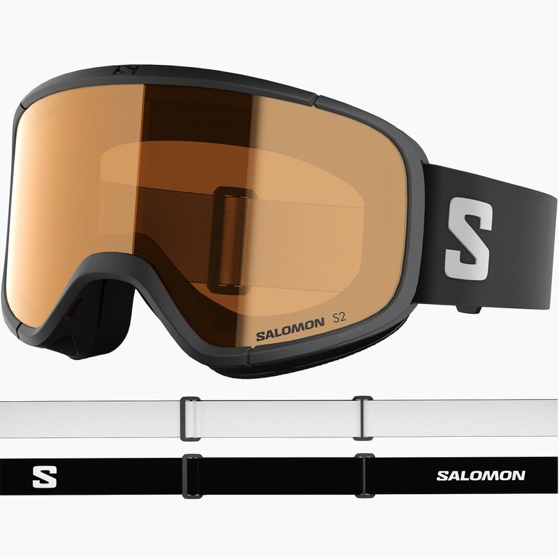 Maschera da sci per bambini Salomon Rio S2 black/flash tonic orange 2