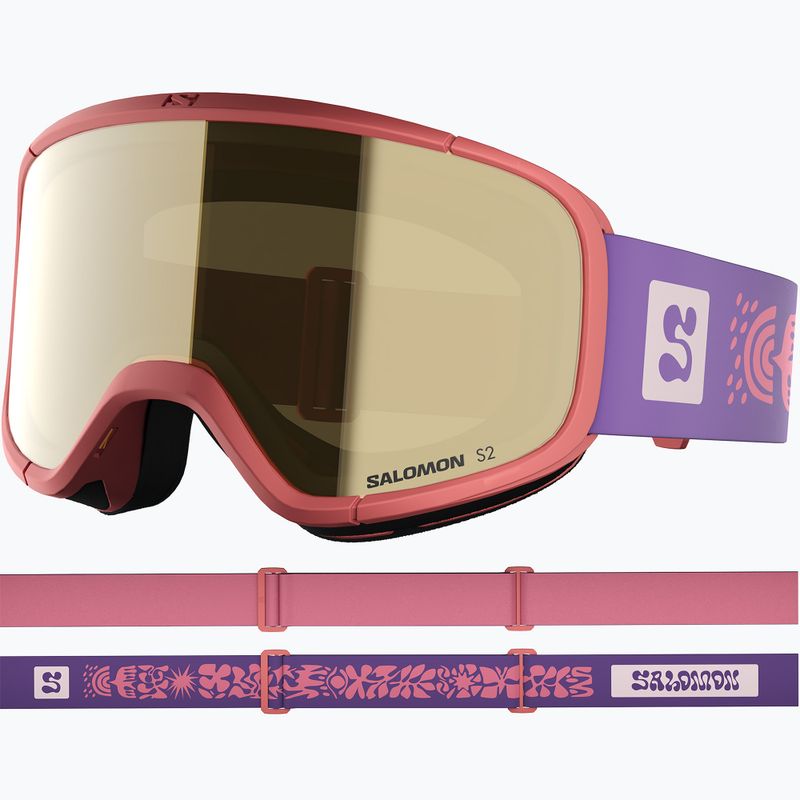 Maschera da sci per bambini Salomon Rio S2 sun kissed coral/flash gold 2