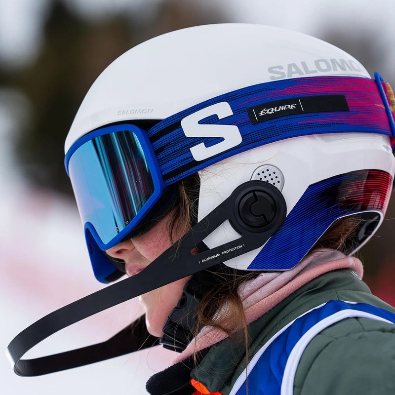 Casco da sci per bambini Salomon Equipe Fis + Chinguard Jr white/race blue 7