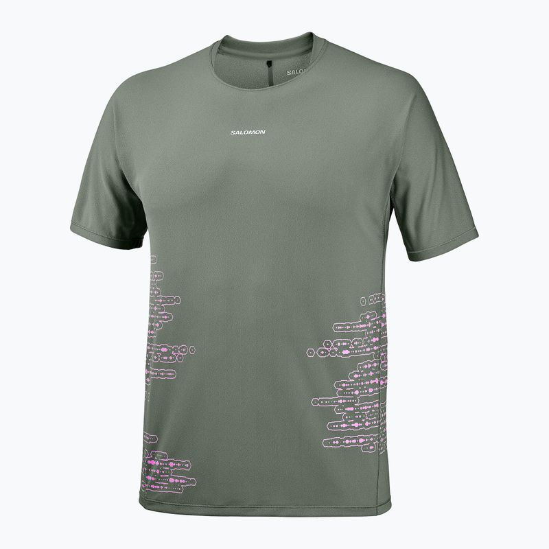Maglia da corsa da uomo Salomon Sense Aero GFX Tee SS castor gray/pink frosting 4