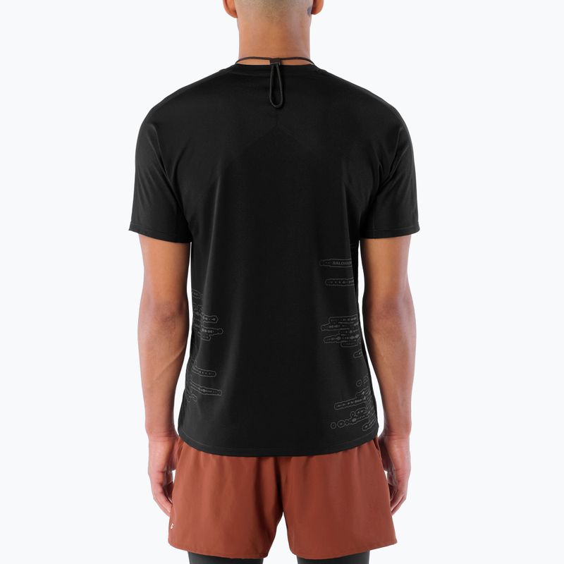 Maglia da corsa da uomo Salomon Sense Aero GFX Tee SS deep black/black beauty 2