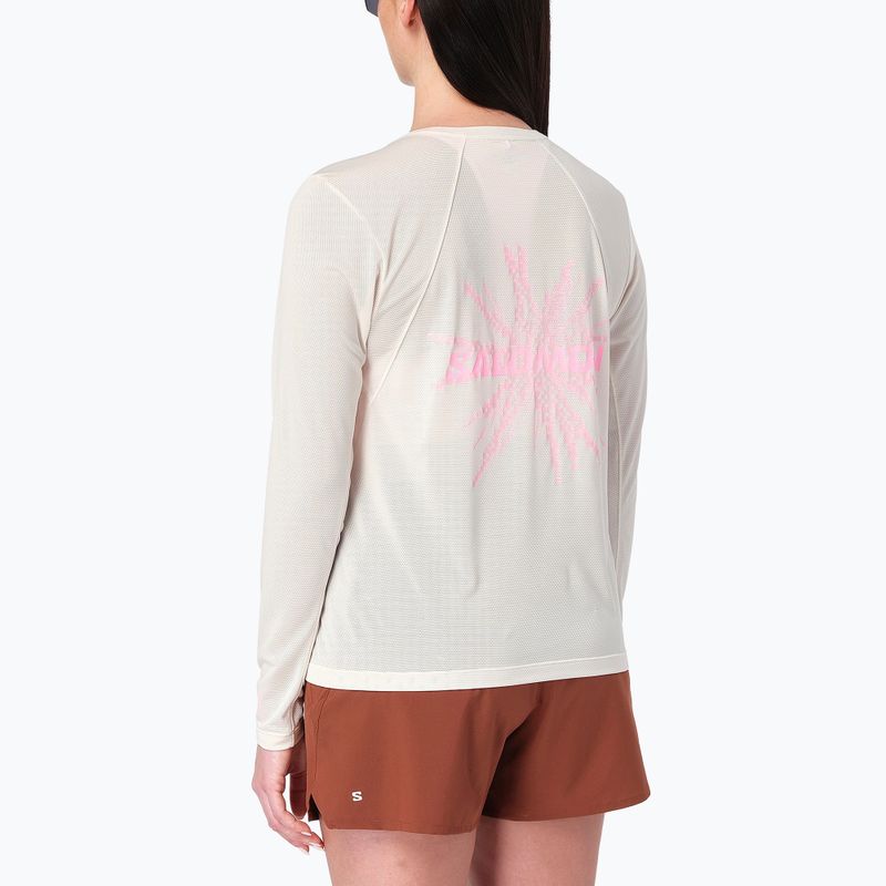 Longsleeve da running donna Salomon Shakeout Core Tee GFX LS whisper white/pink frosting 2