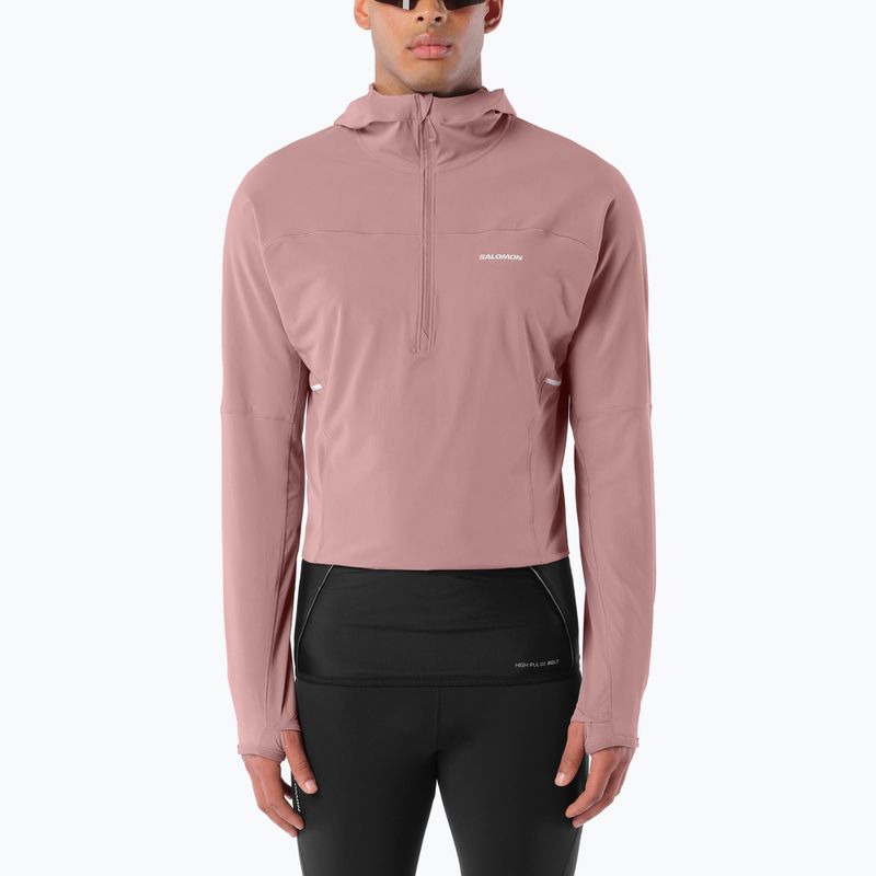 Felpa da corsa uomo Salomon Sense Aero Hybrid Half Zip Hooded antler