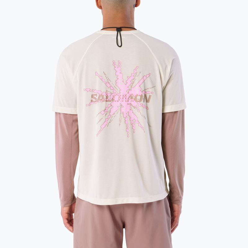 Maglia da corsa da uomo Salomon Shakeout Core GFX SS Tee whisper white/pink frosting 2