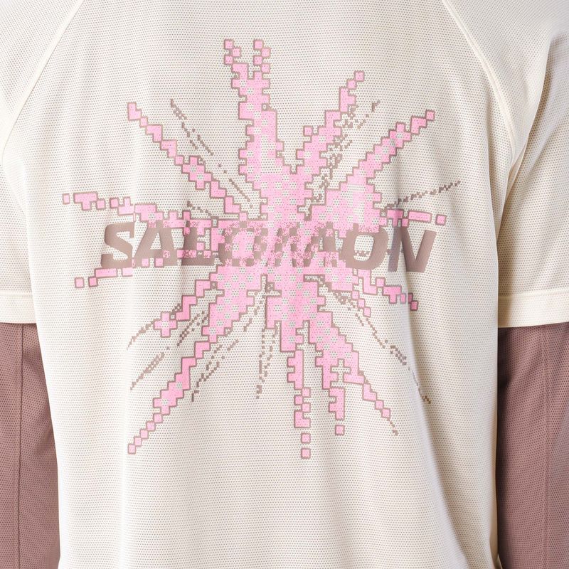 Maglia da corsa da uomo Salomon Shakeout Core GFX SS Tee whisper white/pink frosting 4