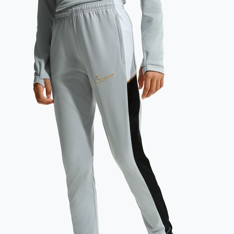 Pantaloni da bambino Nike Academy Dri-Fit Jr light smoke grey/white/black/metallic gold 2