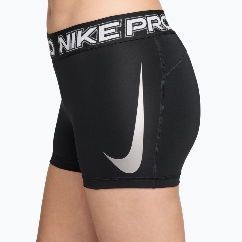 Pantaloncini da allenamento da donna Nike Pro Mid Rise Biker 3" black/white/metallic silver 6
