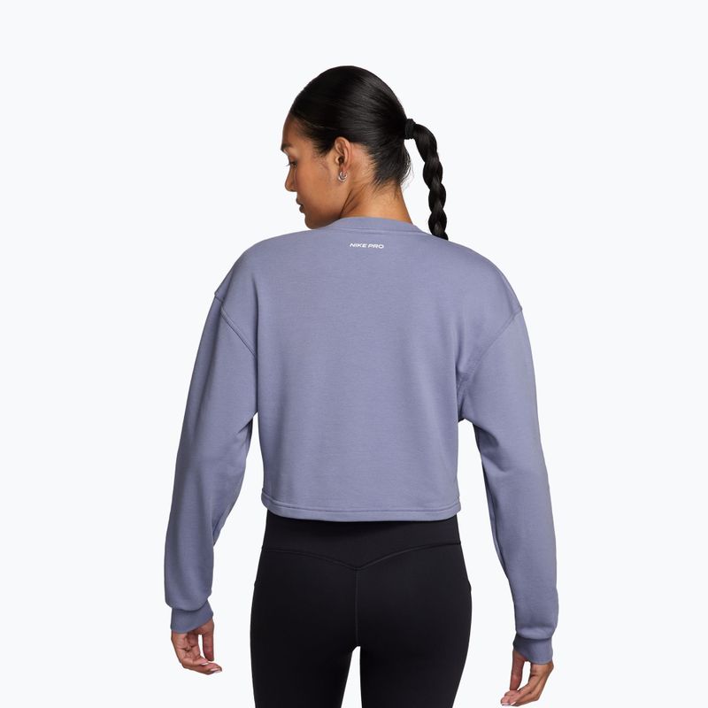 Felpa da allenamento donna Nike Pro Dri-Fit Crew Neck iron purple/metallic silver/white 2