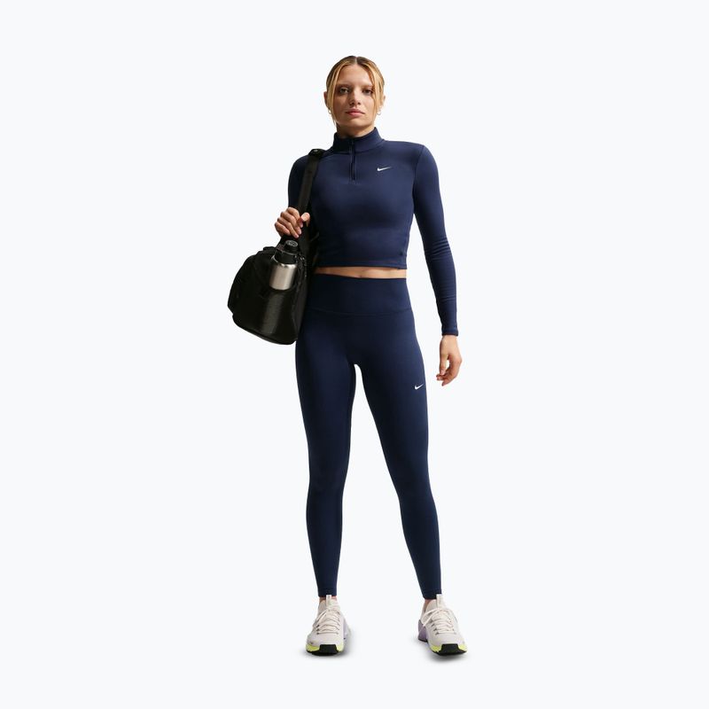 Legginsy damskie Nike One Seamless Front High-Waisted midnight navy/white 2