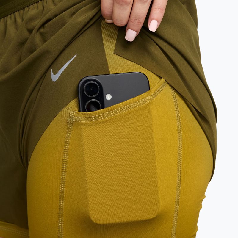 Pantaloncini da running donna Nike Swift Mid-Rise 2in1 Olive Flak/Peat Moss 4