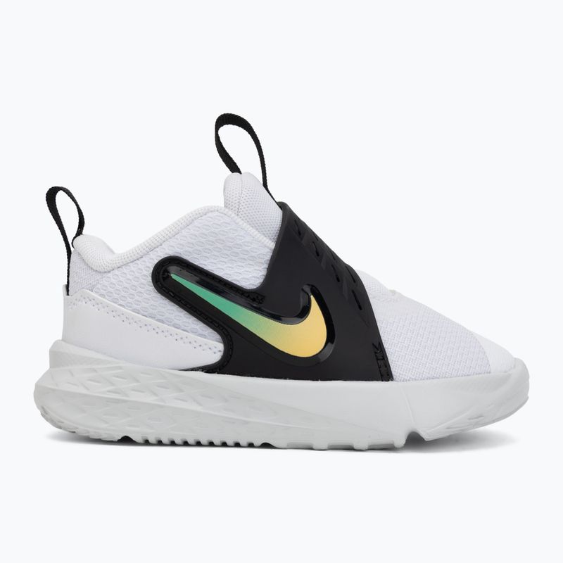 Scarpe per bambini Nike Team Hustle D 12 white/black/clear emerald/topaz gold 2