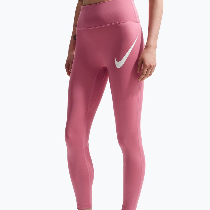 Leggings da corsa da donna Nike Tempo Swoosh Run High-Waisted 7/8 peony/white 4