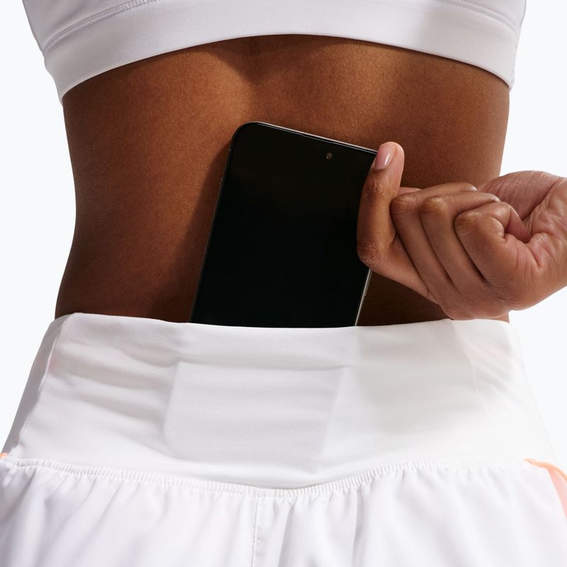 Pantaloncini da corsa da donna Nike Tempo Swoosh Dri-Fit Mid-Rise Brief-Lined white/orange pulse/black 5