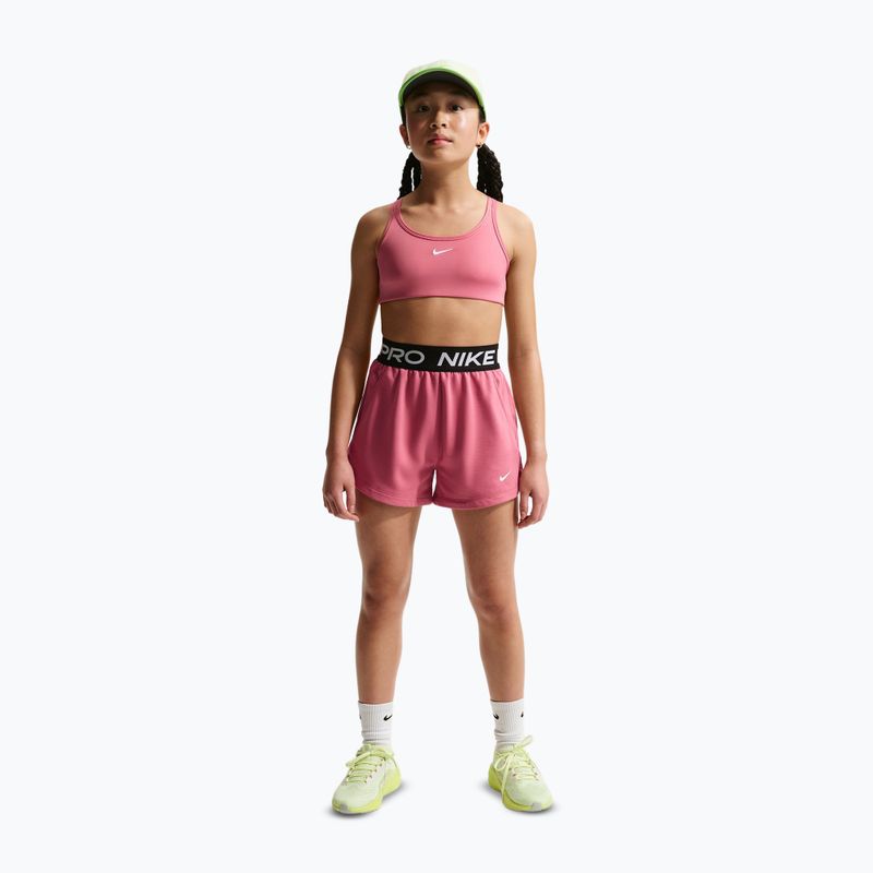 Pantaloncini da bambino Nike Pro Fleece Dri-Fit peony/peony/black/white 2