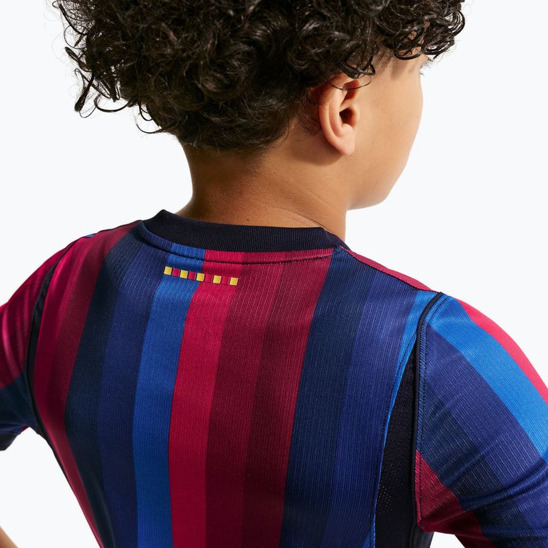 Maglietta da calcio per bambini Nike FC Barcelona Dri-Fit Stadium Home deep garnet/blue void/mineral yellow 11
