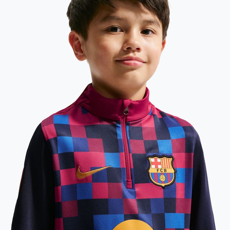 Felpa da calcio per bambini Nike FC Barcelona Dri-Fit Strike Drill Top noble red/noble red/mineral yellow 5