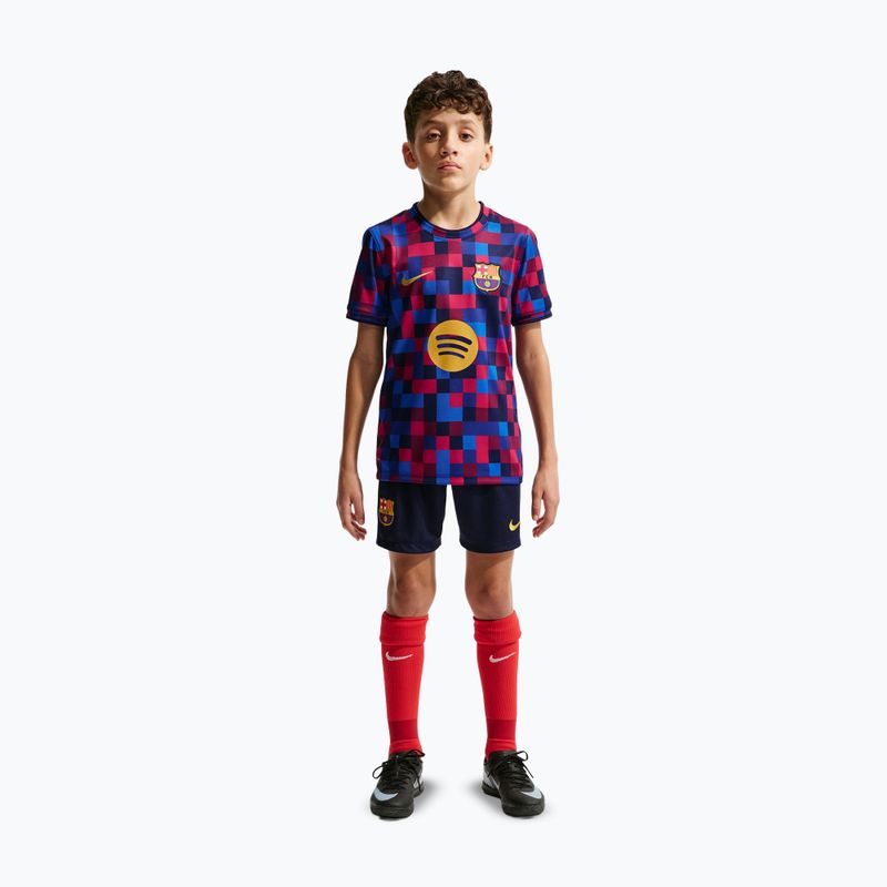 Maglietta da calcio per bambini Nike FC Barcelona Dri-Fit Pre-Match noble red/mineral yellow 3