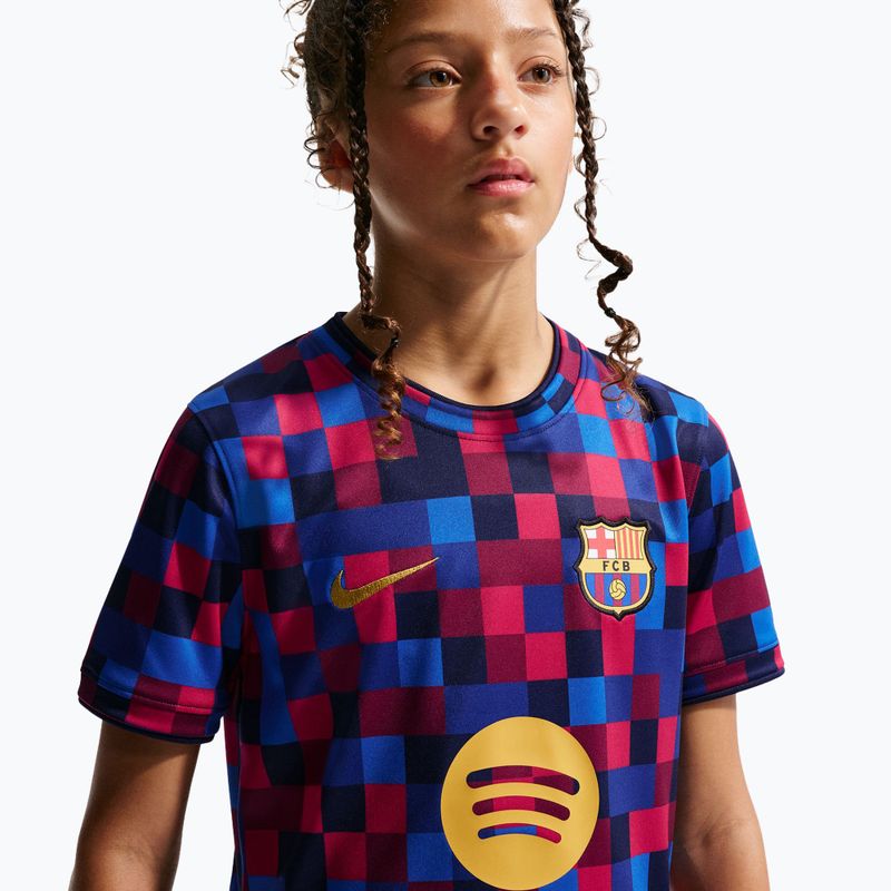 Maglietta da calcio per bambini Nike FC Barcelona Dri-Fit Pre-Match noble red/mineral yellow 4