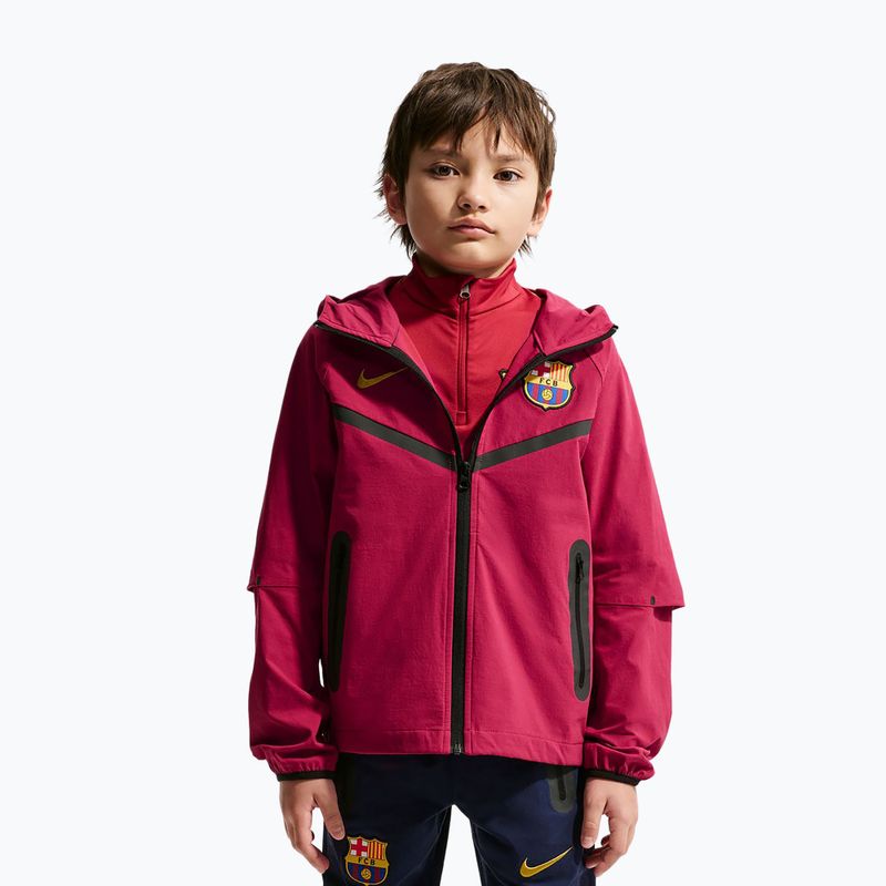 Giacca da calcio per bambini Nike FC Barcelona Tech Full Zip noble red/black/mineral yellow