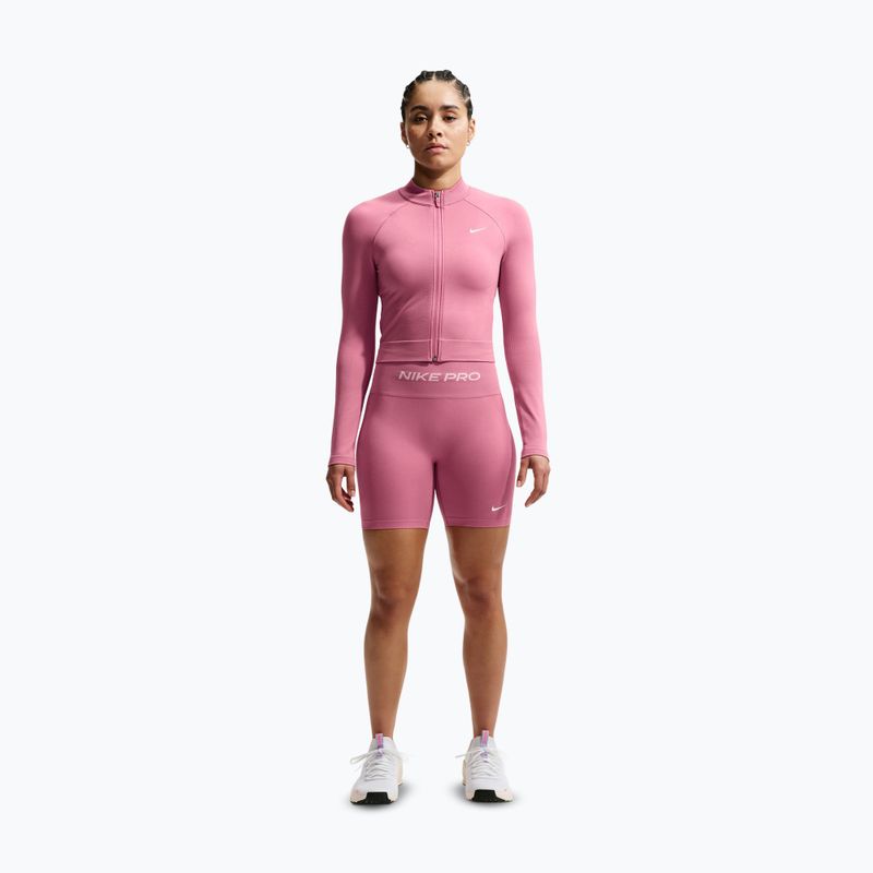 Pantaloncini da allenamento da donna Nike Pro Seamless High Waisted Biker 5" peony/white 2