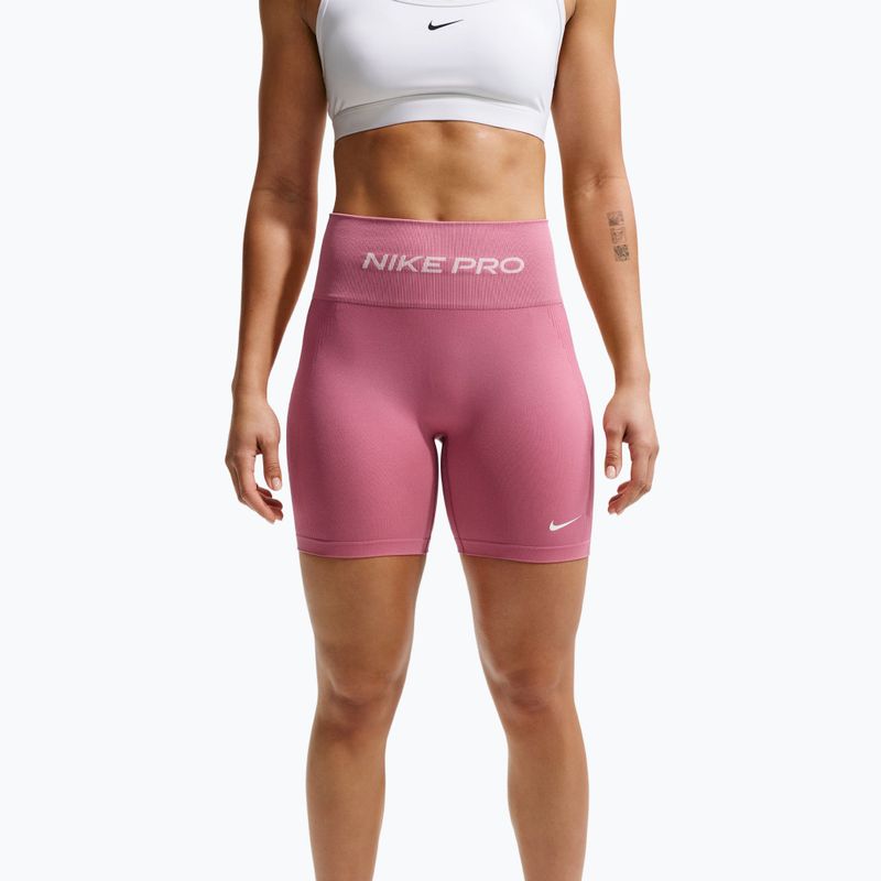 Pantaloncini da allenamento da donna Nike Pro Seamless High Waisted Biker 5" peony/white 5