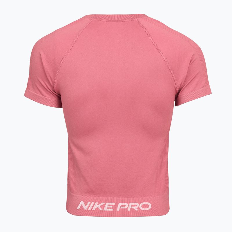 Maglietta da allenamento da donna Nike Pro Seamless Dri-Fit peony/white 2