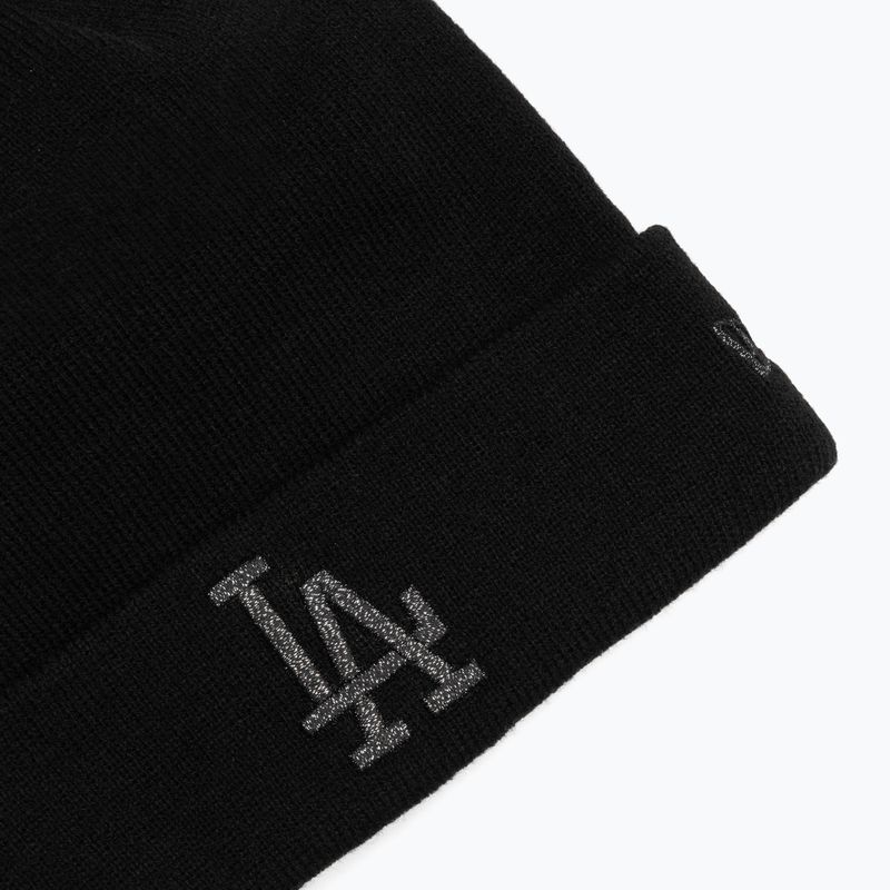 Berretto invernale New Era Metallic Bobble Los Angeles Dodger nero da donna 3