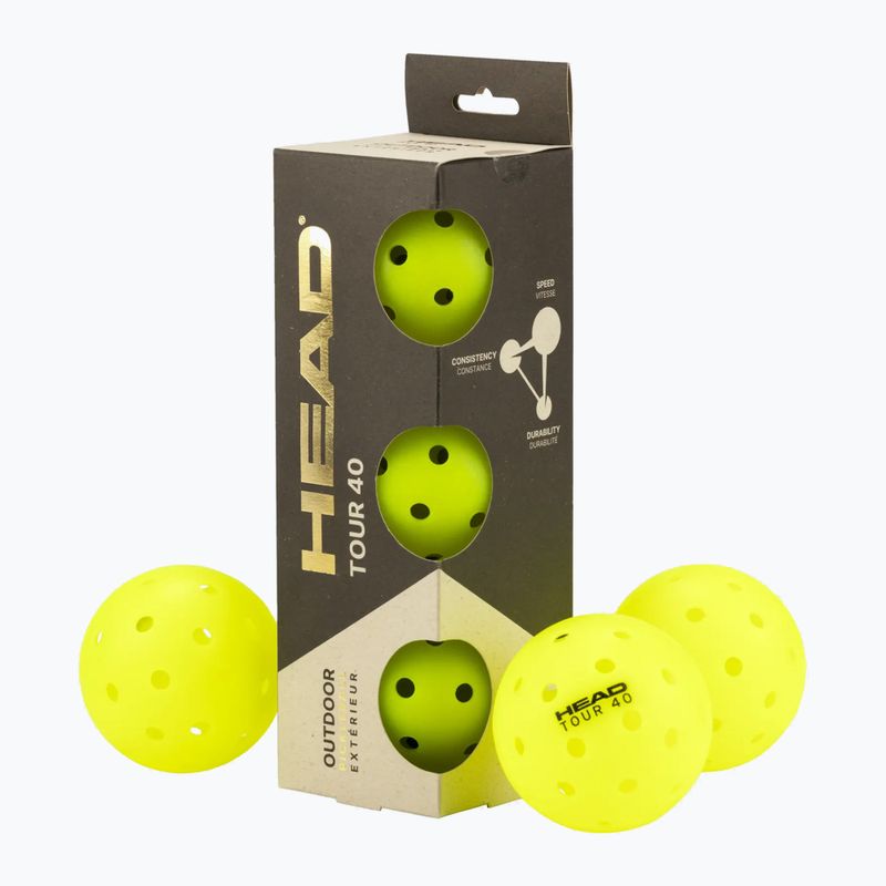 Palline da pickleball HEAD Tour 40 Pickleball yellow