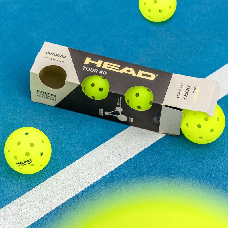 Palline da pickleball HEAD Tour 40 Pickleball yellow 3