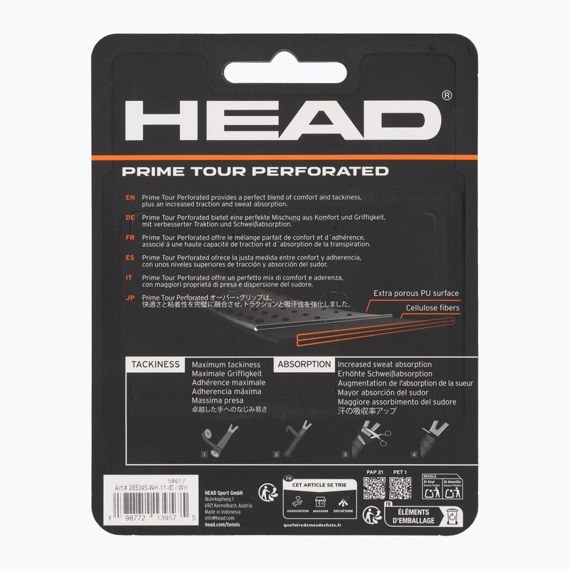 Overgrip per racchette da tennis HEAD Prime Tour Perforated 3 pcs. white 2