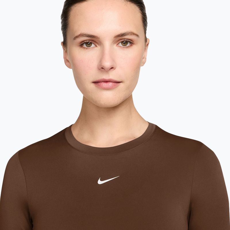 Longsleeve da allenamento da donna Nike One Fitted cacao wow/white 3