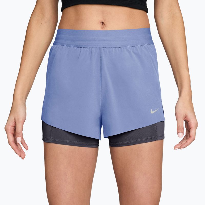 Pantaloncini da corsa da donna Nike Swift Mid-Rise 2in1 aluminum/royal tint