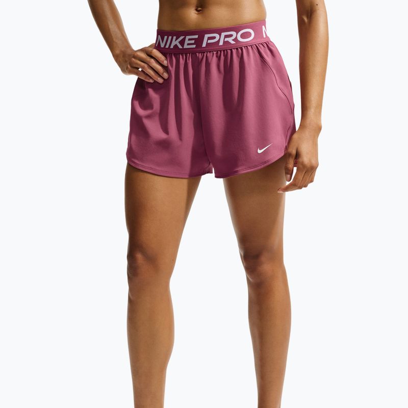 Pantaloncini da allenamento da donna Nike Pro pink smoke/white 3