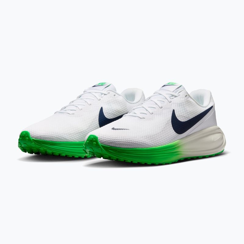 Scarpe da corsa uomo Nike Revolution 8 white/green spark/midnight navy 3